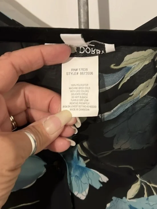 Lady Dorby Black Sheer Blouse with Blue Blooms - Picture 5 of 9